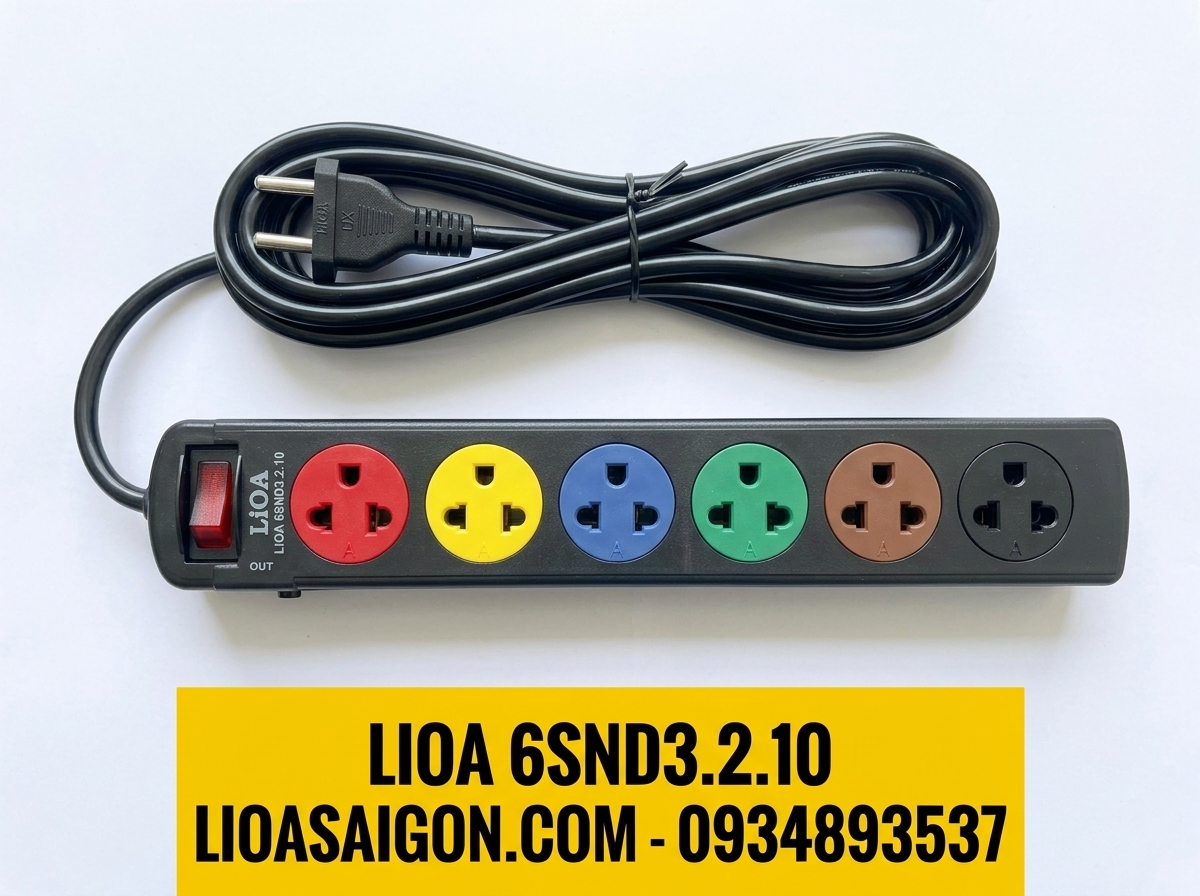 Ổ Cắm LiOA 6SND3.2.10 (6 Lỗ - 3 Mét - 2200W)